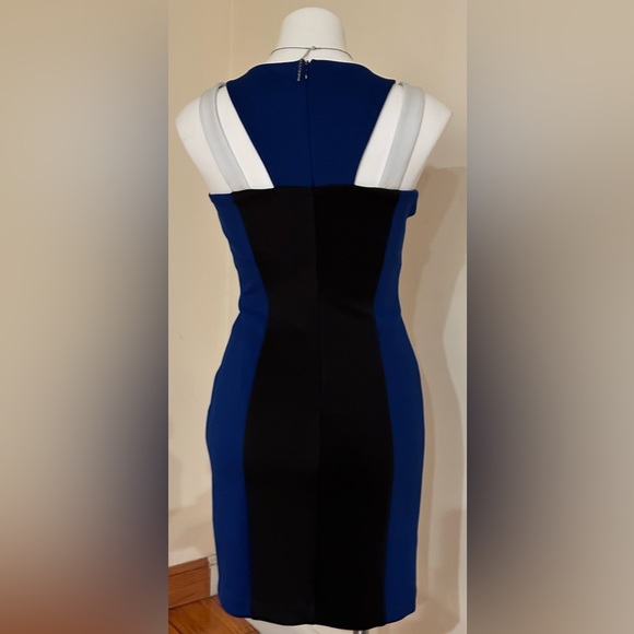 Guess Blue & Black Sleeveless Cutout Colorblock Bodycon Dress Sz. 2 - Picture 9 of 15